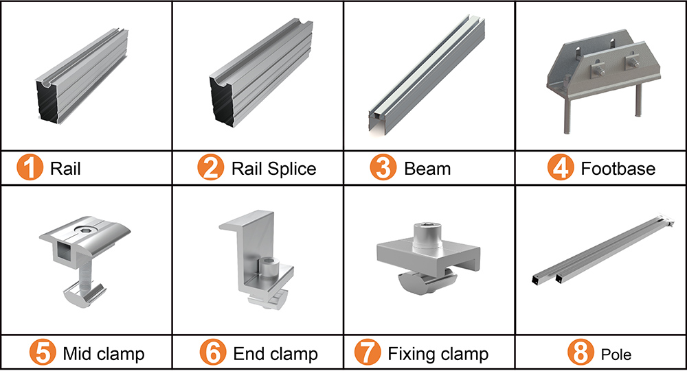 solar carport parking components kit rack rail clamps